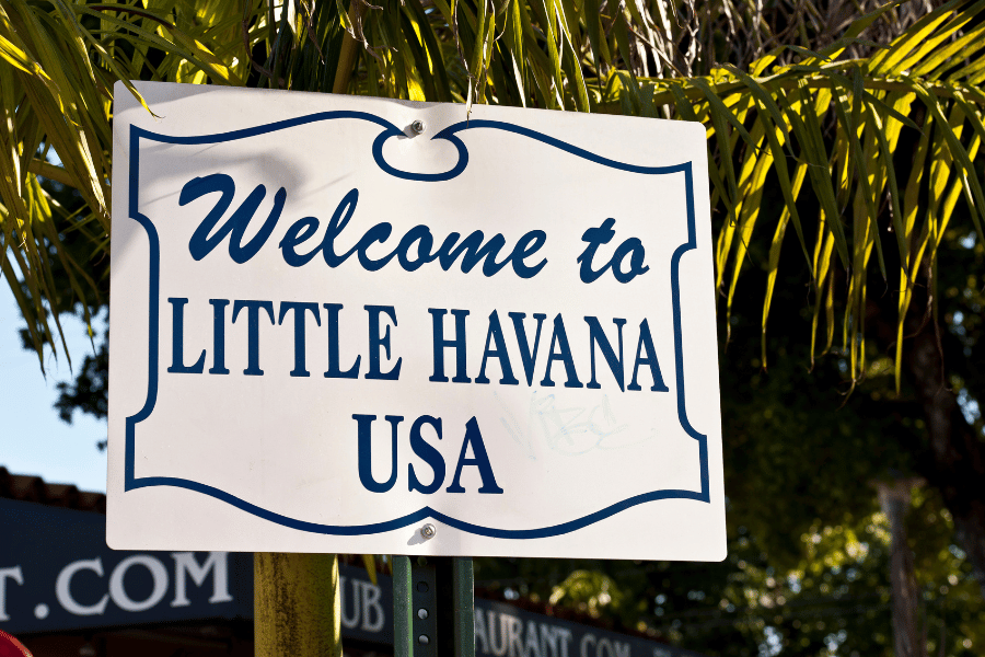 White and blue Little Havana sign in Miami, FL 