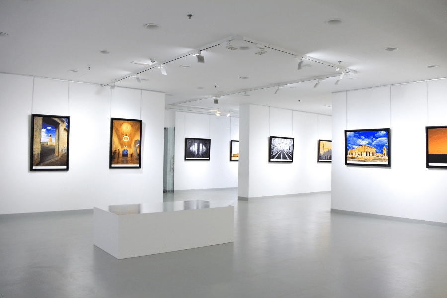 art gallery with white walls and flooring 