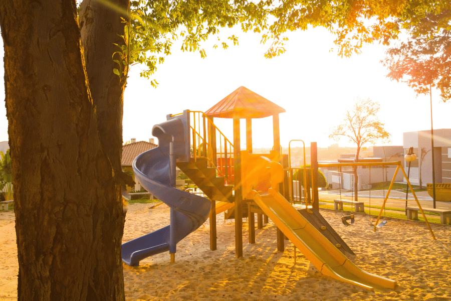 park during sunset with playground 