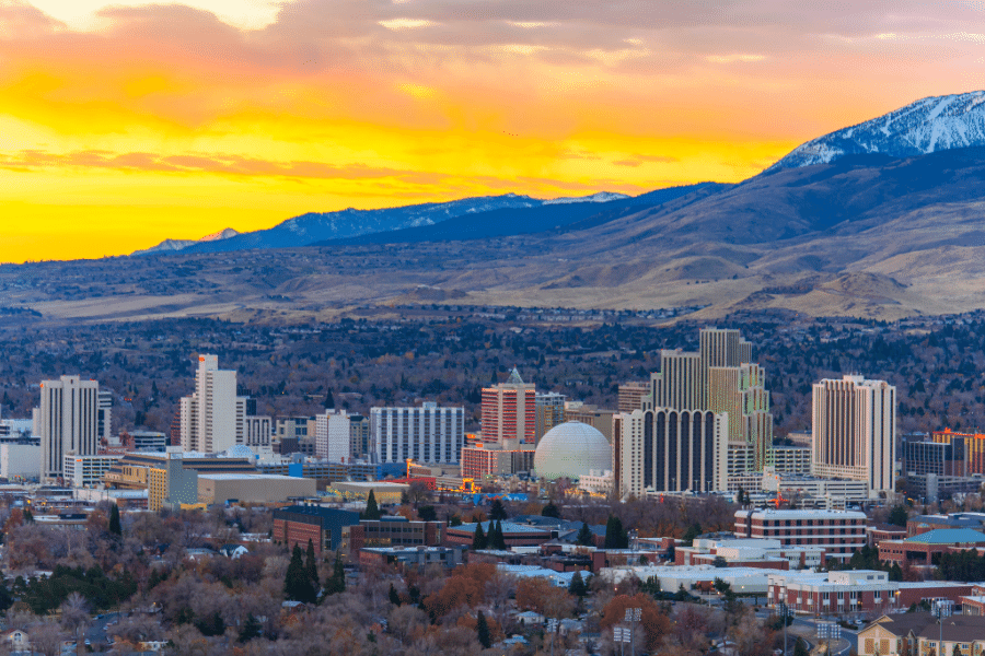 The beautiful city of Reno, Nevada at dawn 