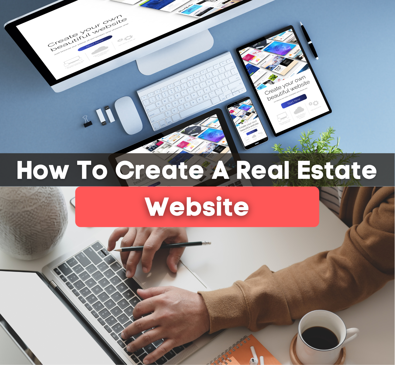 How To Create A Real Estate Website graphic with computer 