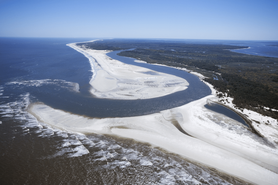 Aerial view of Cumberland Island in Georgia