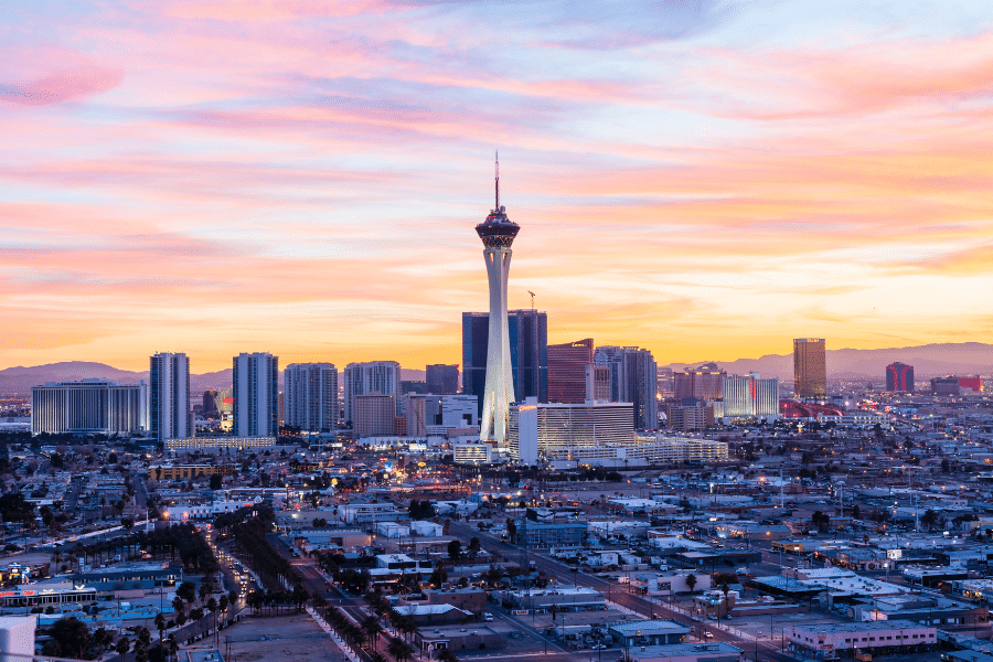 The SkyPod in Las Vegas during the sunset 