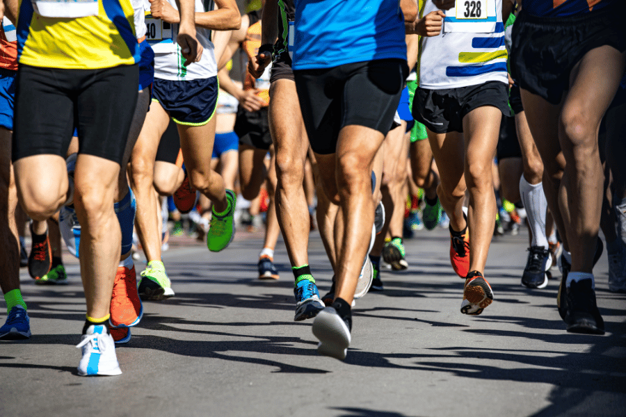 running in a marathon on the street