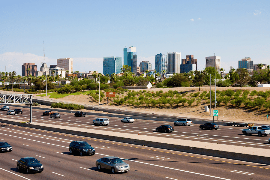 cars driving on highway in Phoenix, AZ