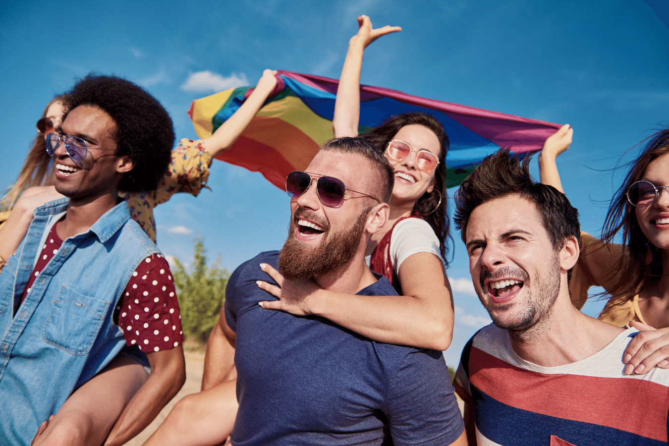 Friends celebrating gay pride at an event