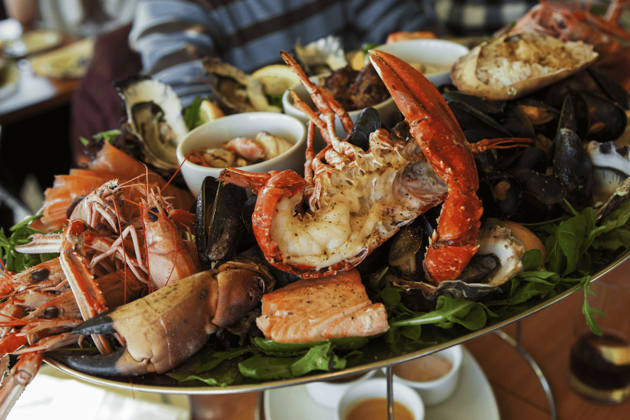 Seafood plate at restaurant 