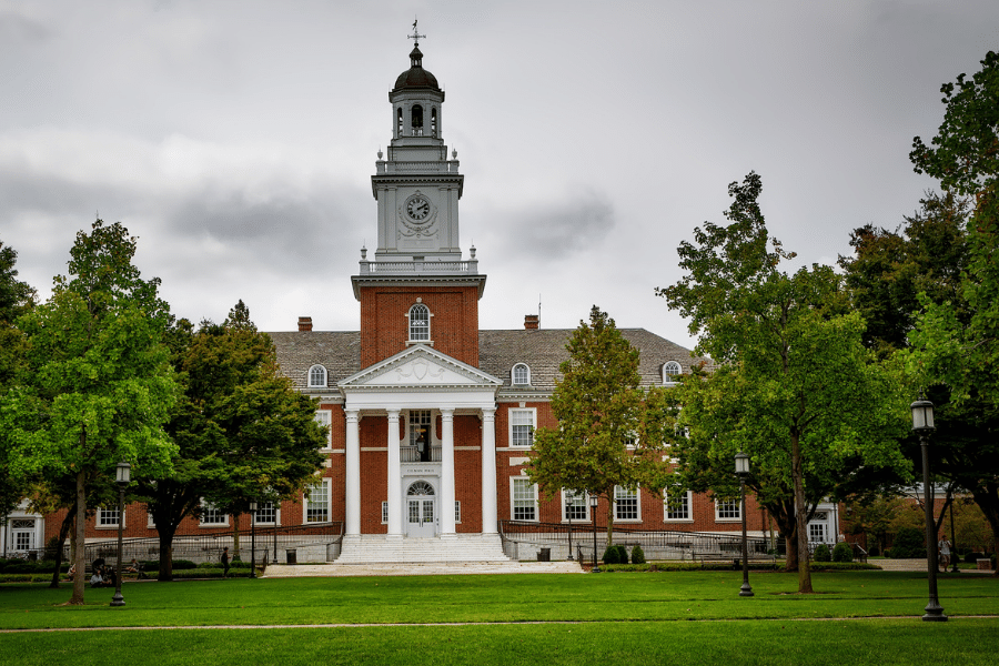 Rutgers University in Newark, NJ with trees 