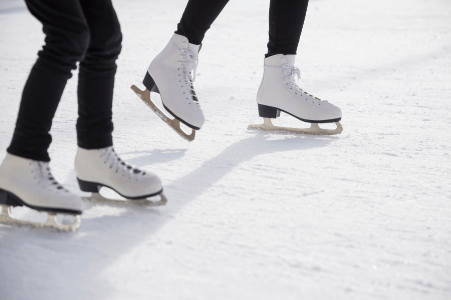 ice skating outside with figure skates 