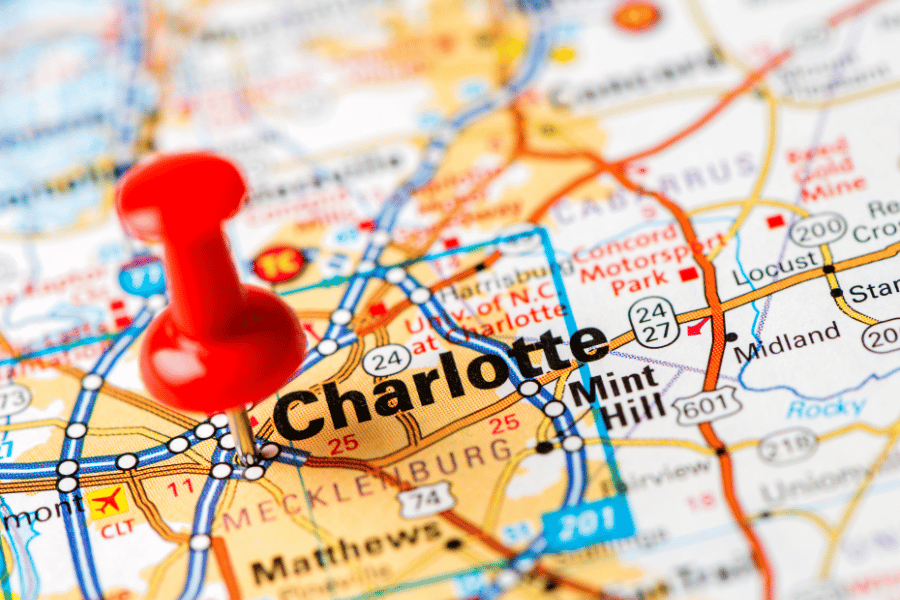Charlotte on a map