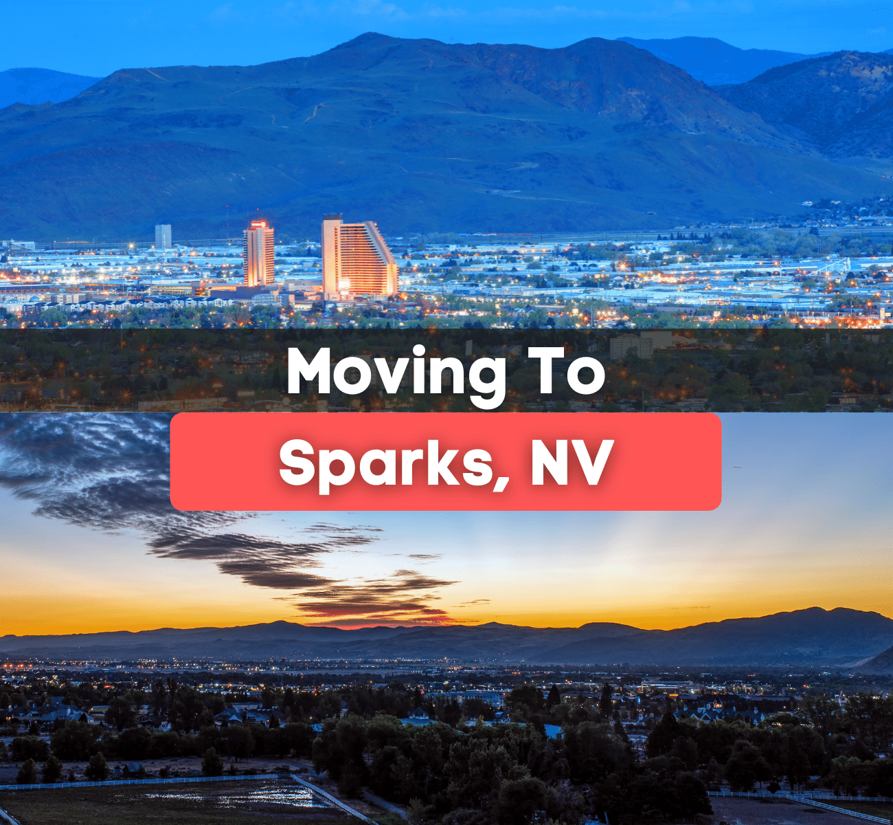 The city of Sparks, NV during the sunset 