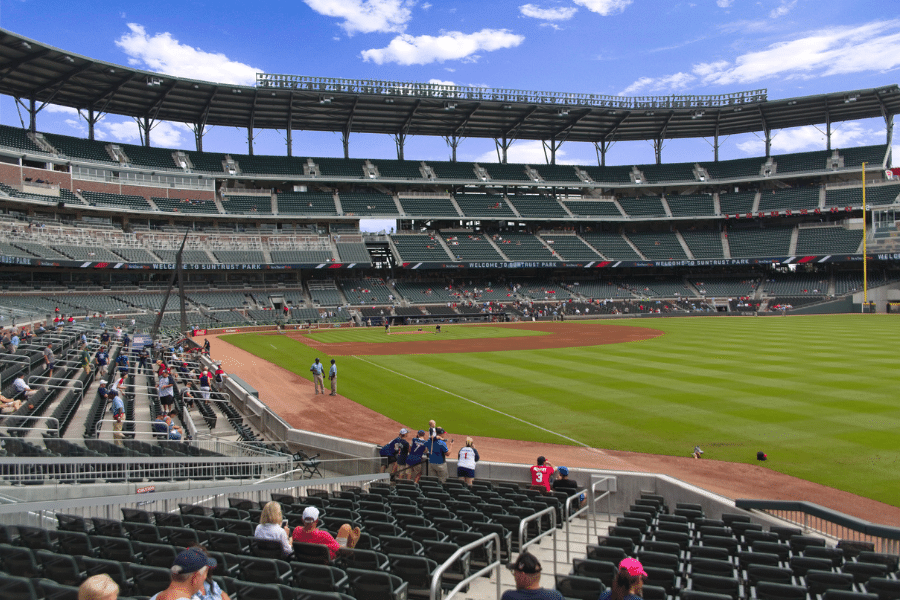 stadium before a baseball game in Atlanta, GA