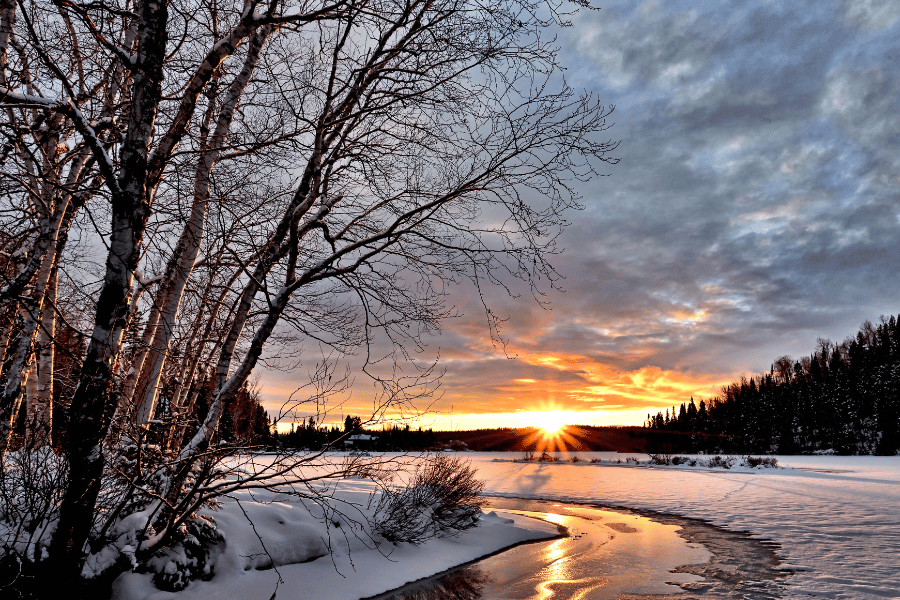 Sunset during the winter