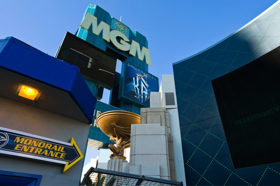 The MGM Las Vegas Hotel sign and entrance 