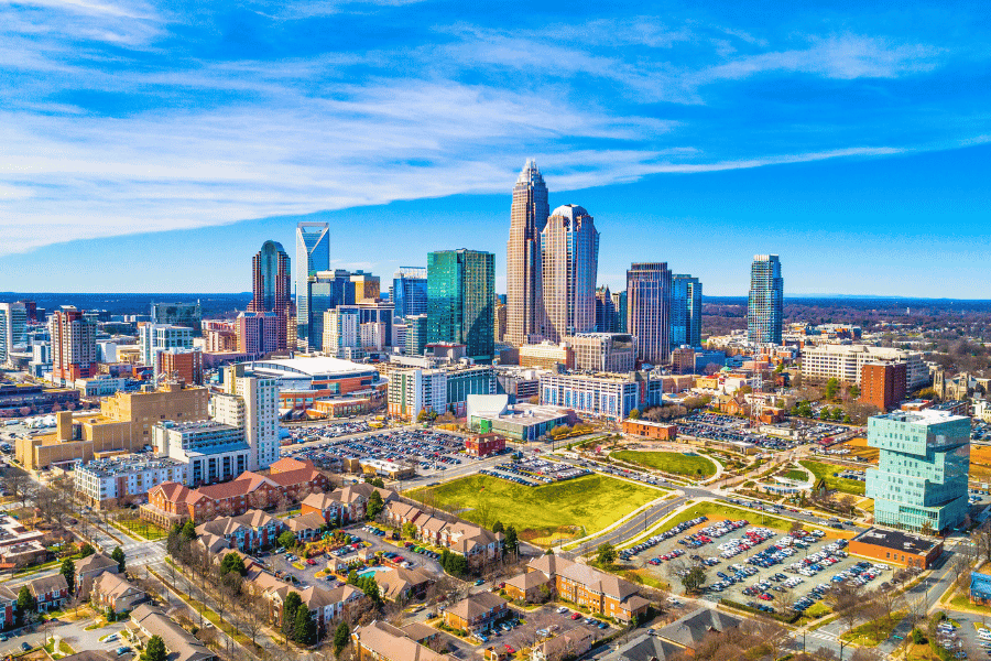 Charlotte NC skyline on a clear day 