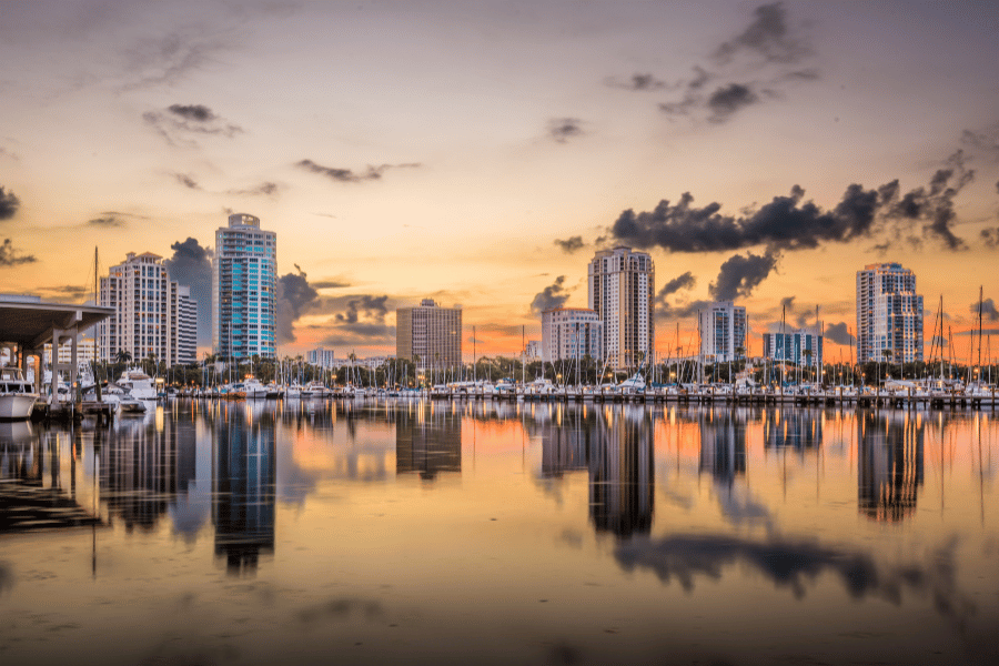 St. Petersburg city during sunset near the water 