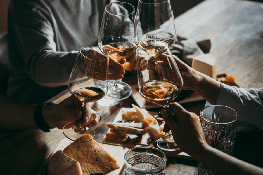 friends drinking wine together 