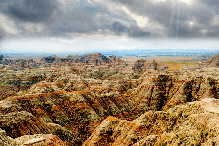 Badlands, South Dakota on a cloudy day 