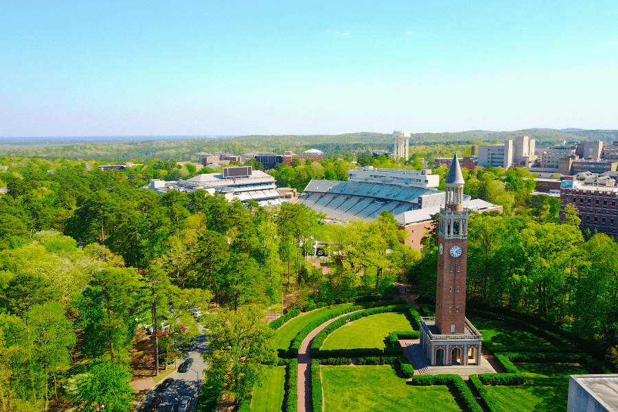 UNC Chapel Hill campus and clock tower 