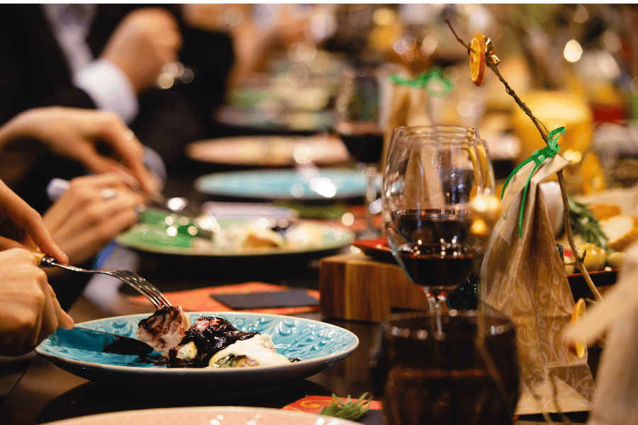 Dining in Pensacola table with plates 