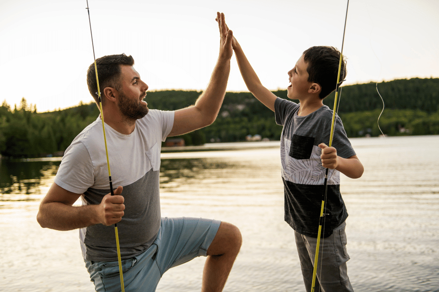 fishing during sunset 