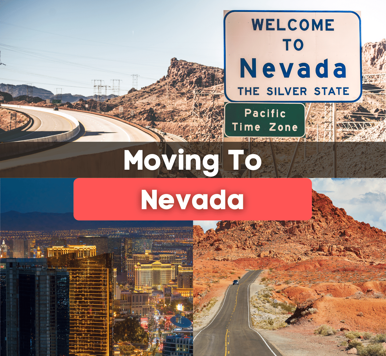 Welcome to Nevada sign on the road with cars and mountains