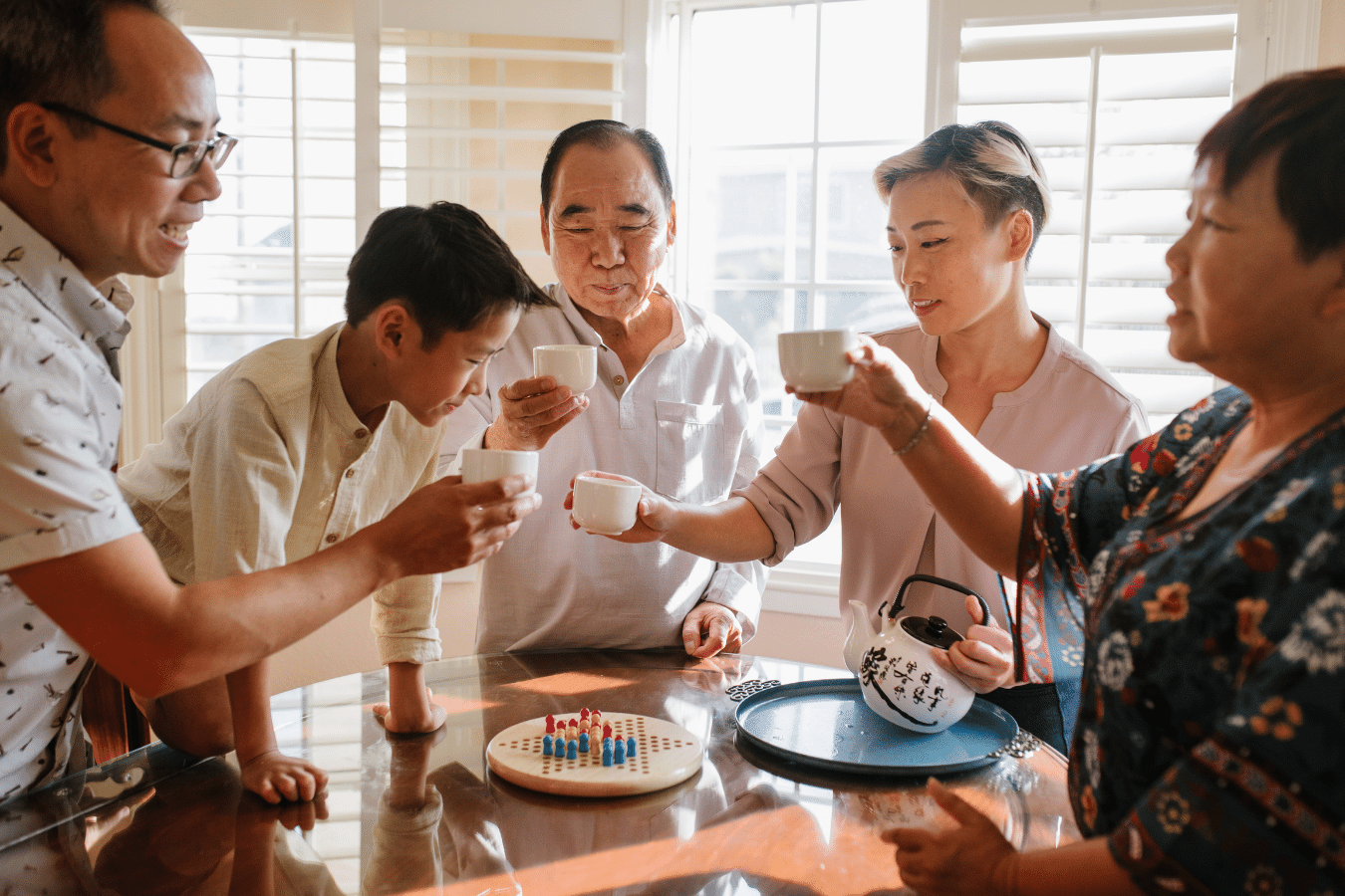 Family together eating