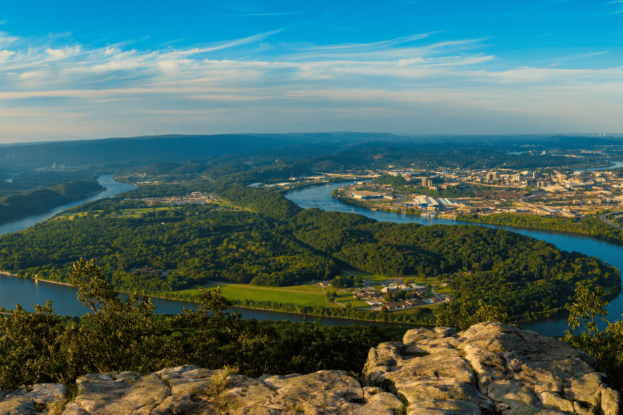 view from the top of Lookout Mountain on a sunny day