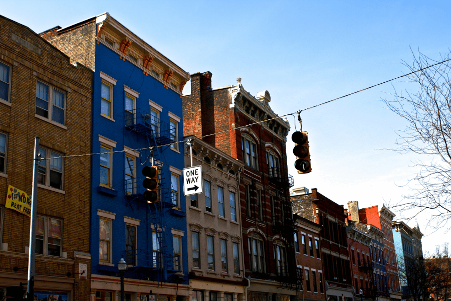 Colorful homes and buildings in Cincinnati, Ohio