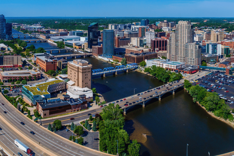 Overview of the city and buildings Grand Rapids