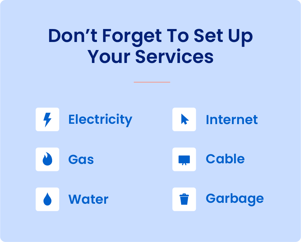 List of different services and utilities.