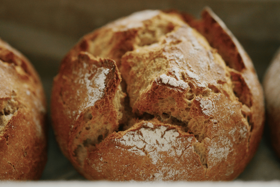 freshly baked bread at a bakery 