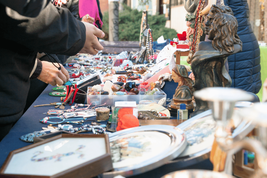 People shopping at a flea market 