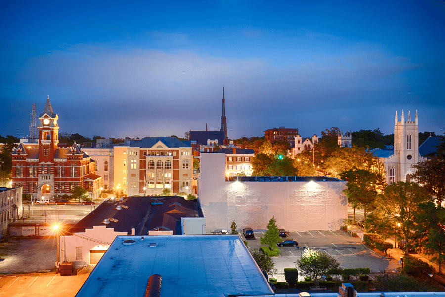 Downtown Wilmington Buildings during night