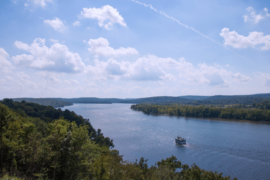 boat in Connecticut River on a sunny day 