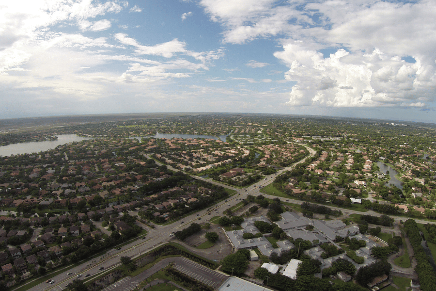 view of Coral Springs, FL from above on a sunny day 