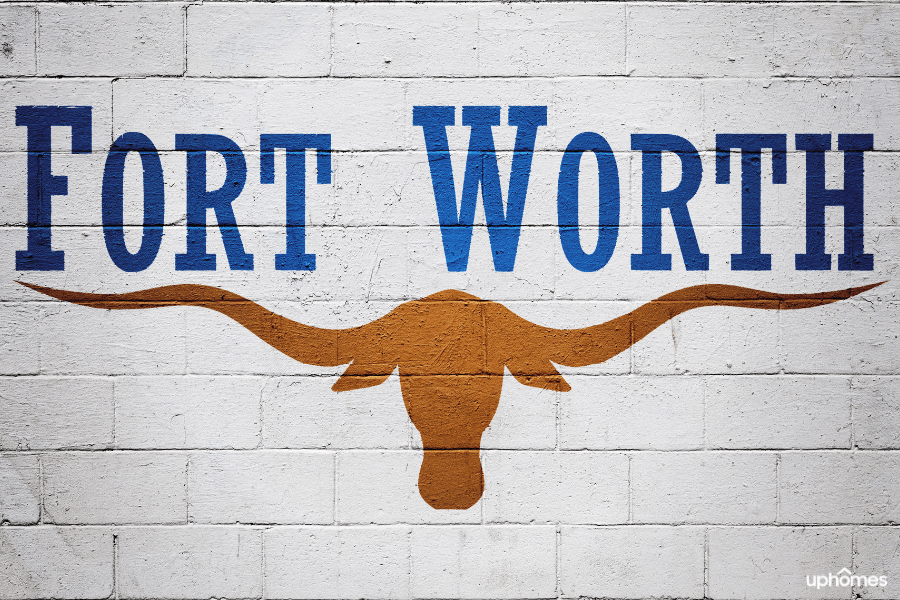 Fort Worth flag painted on a white wall in Texas Fort Worth Flag Painted on a White Wall in Texas