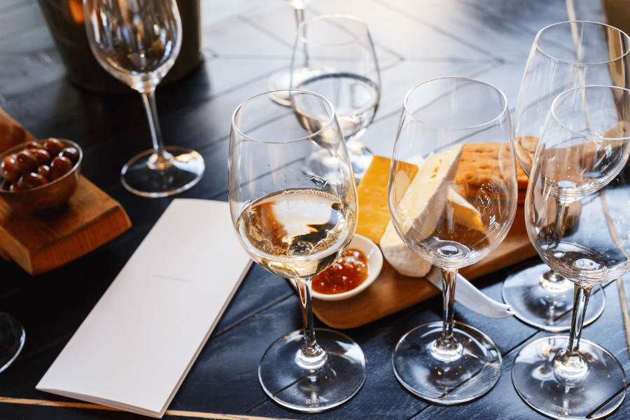 Wine Bar wine cheese and crackers at a wine bar