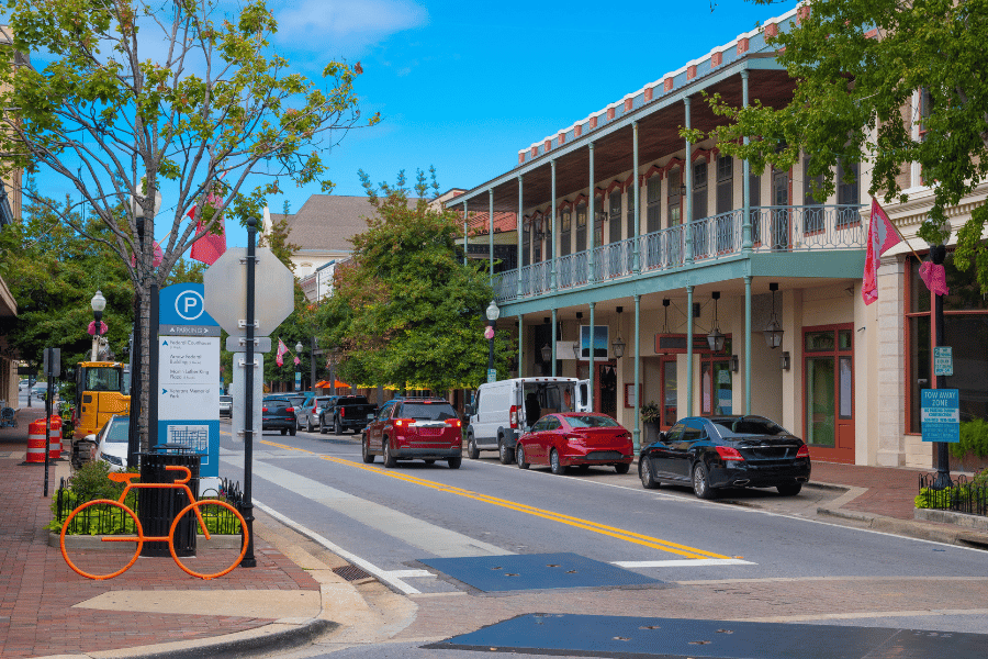 Downtown Pensacola, FL Downtown Pensacola, FL cars driving around and buildings