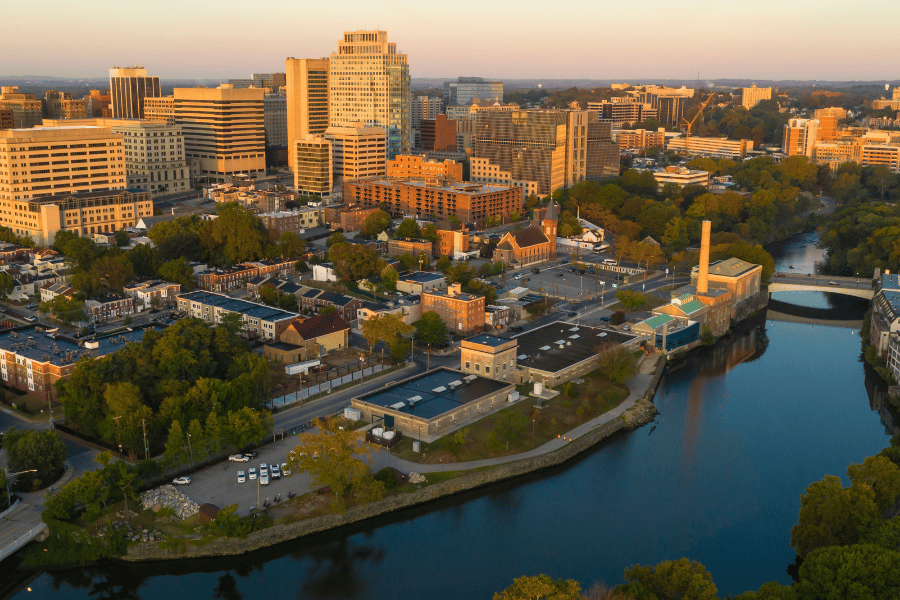downtown-birdseye-sunset-hour-Wilmington-de.png Downtown Wilmington birdseye view during sunset hour
