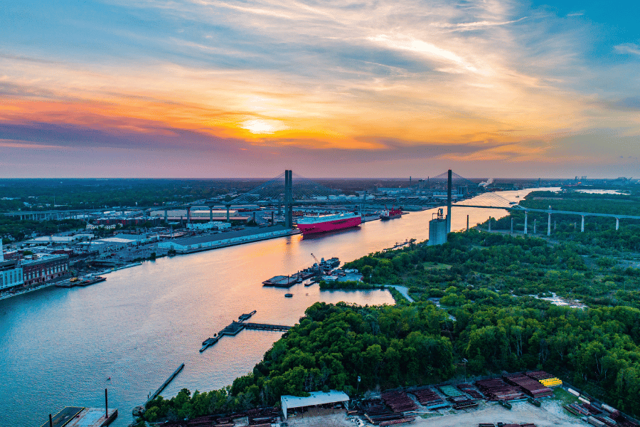 Find your perfect home in Savannah, GA Beautiful landscape over the downtown of Savannah, GA