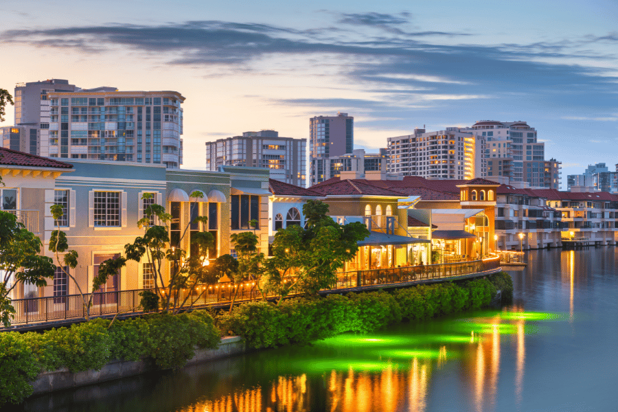 The Village Shops The Village Shops on Venetian Bay at dusk