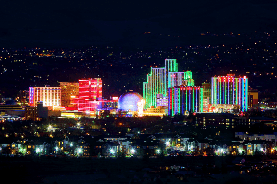 Night-Reno-NV.png Reno, Nevada lit up in different colors at night