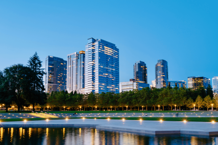 Bellevue-Downtown-Park.png Bellevue Downtown Park at dusk