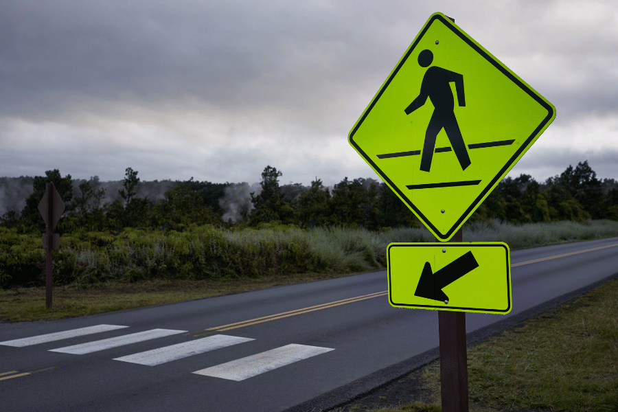 Pedestrian-sign-on-road