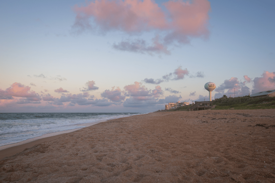 Flagler Beach Sunset Beautiful pink sunset in Flagler Beach with cinnamon colored sand