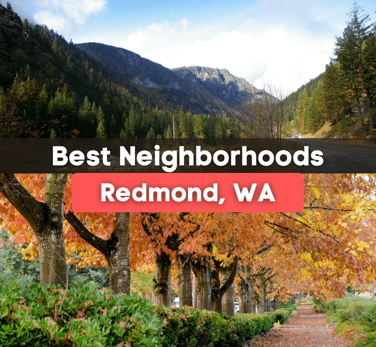 mountains and colorful fall leaves in Redmond, WA