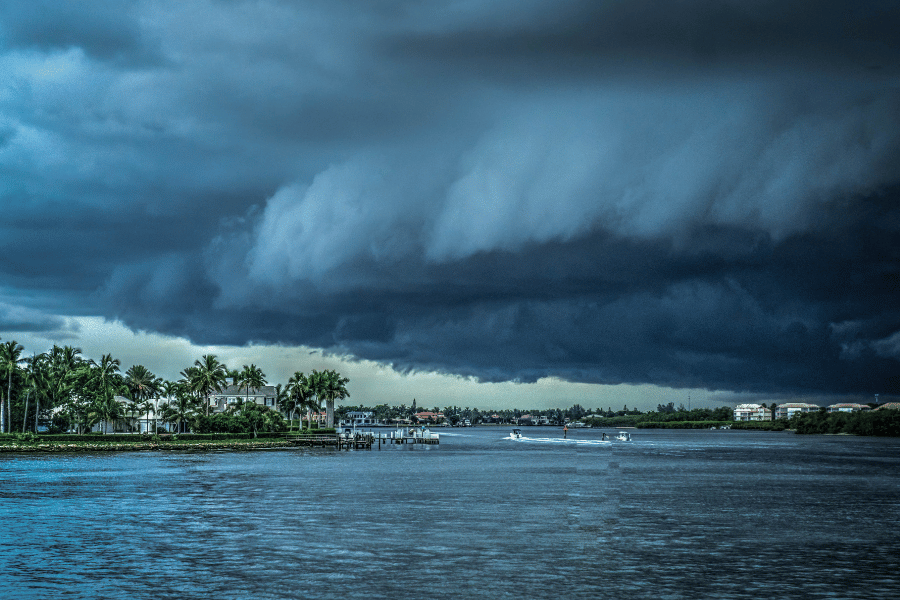 Hurricane in Florida over the water 