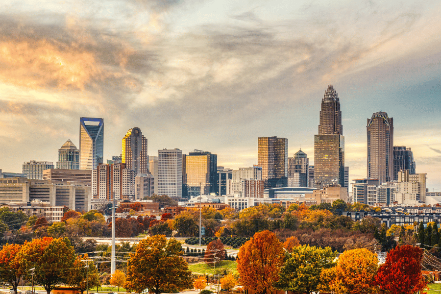 Charlotte Downtown Charlotte sunset skyline dusk