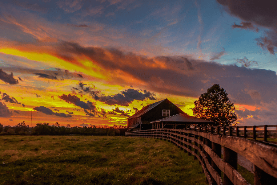 Rural area during sunset in Georgetown KY